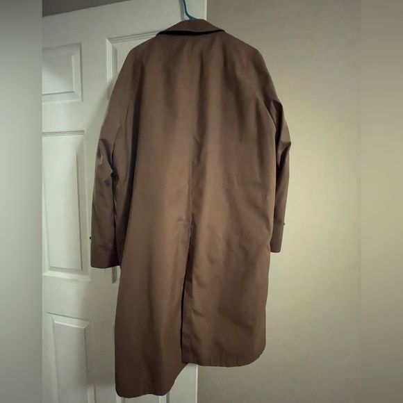RARE VINTAGE LONDON FOG Brown Fur Lined Trench Coat 100% Cotton - Picture 2 of 5